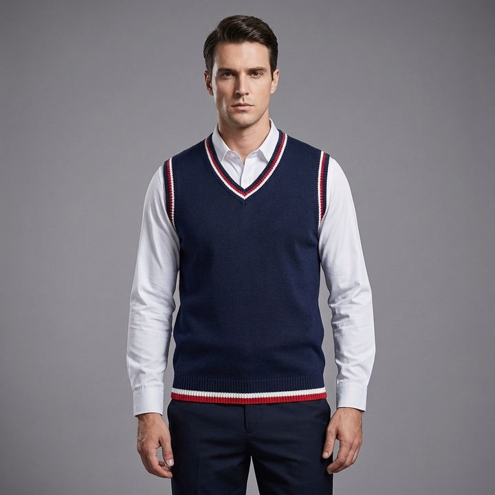 Retro Striped Preppy Style Sleeveless Pullover