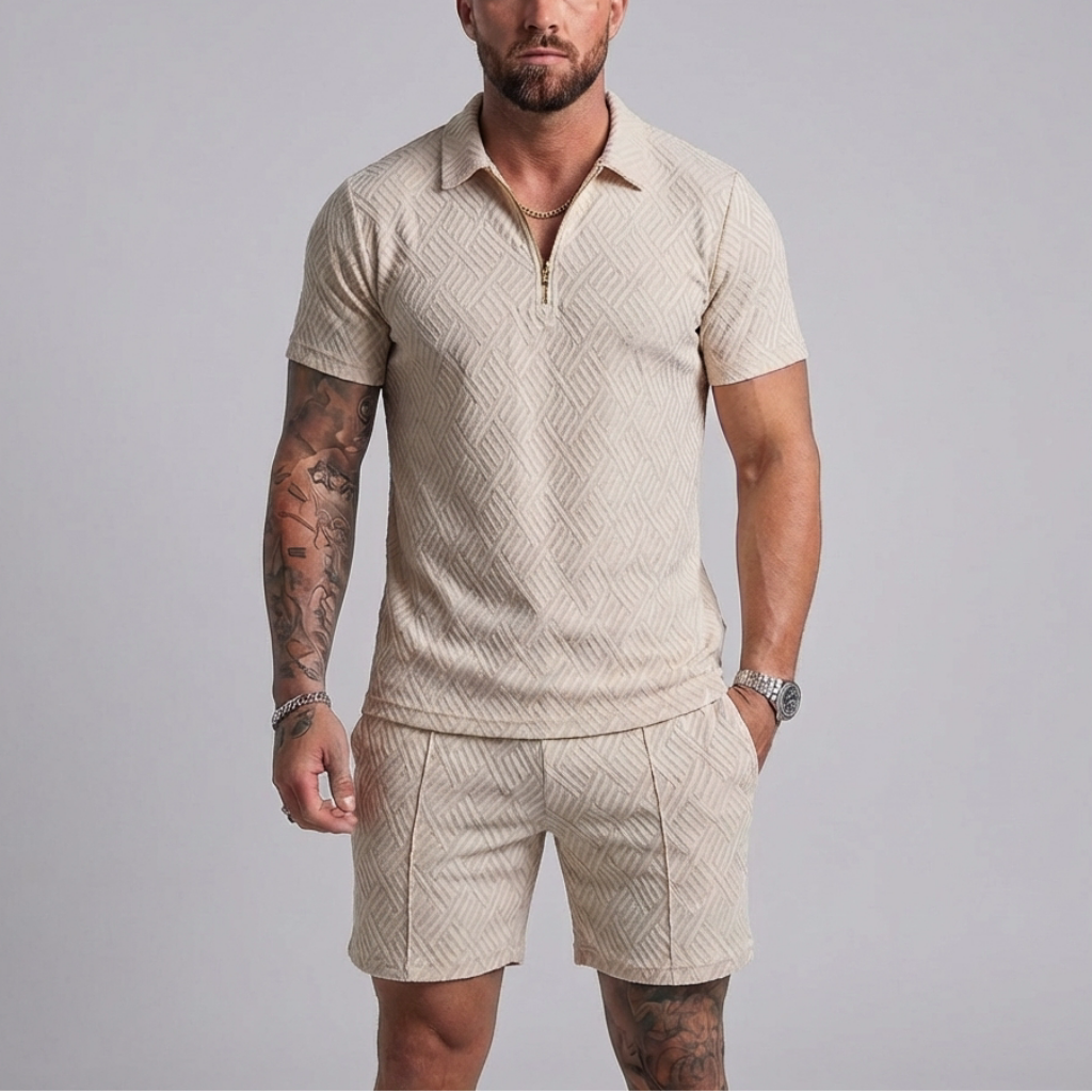 Casual Zipper Collar Summer Tracksuit Outfit