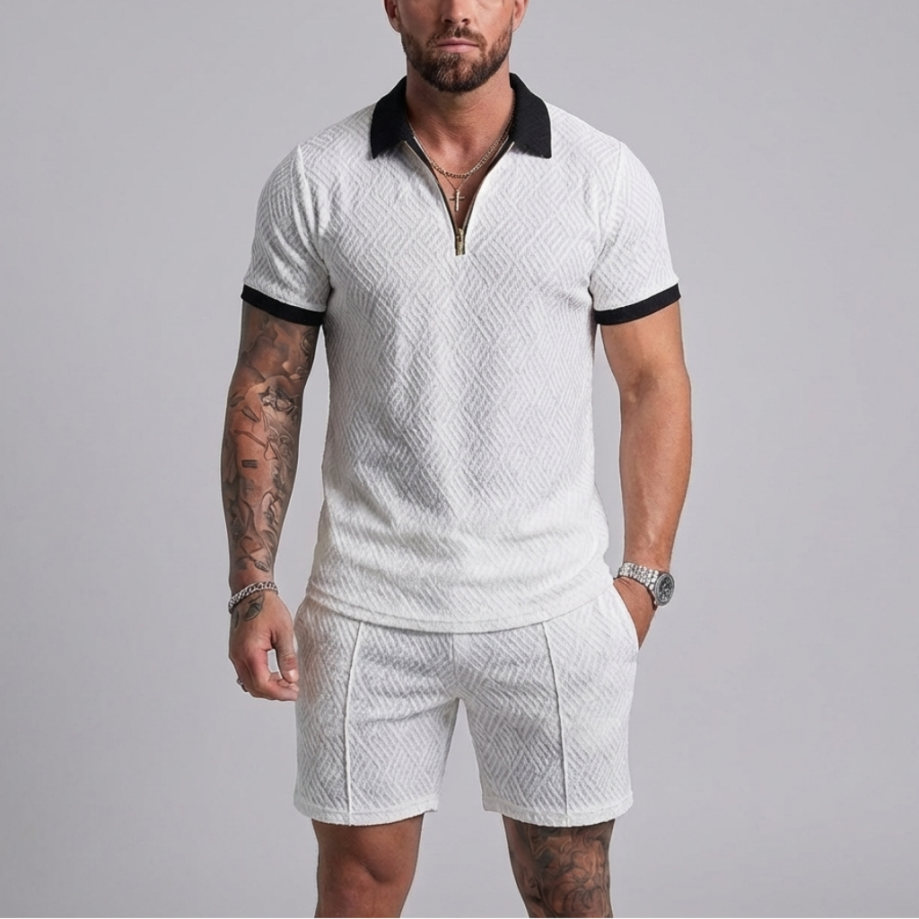 Casual Zipper Collar Summer Tracksuit Outfit