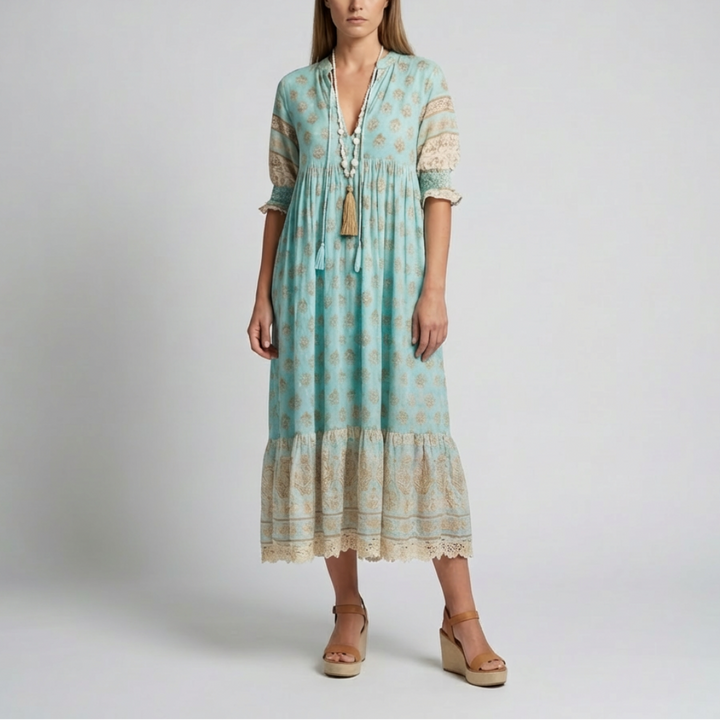 Bohemian Lantern Sleeve Dress