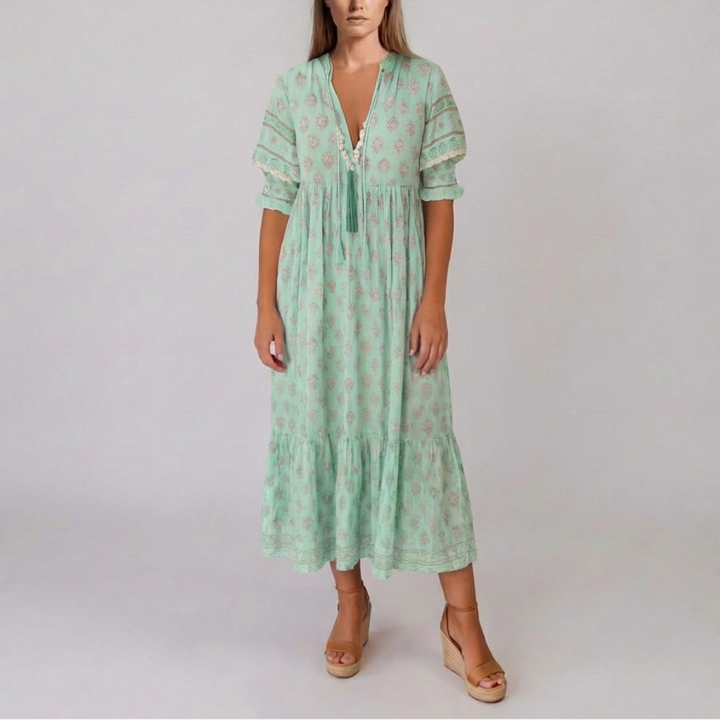 Bohemian Lantern Sleeve Dress