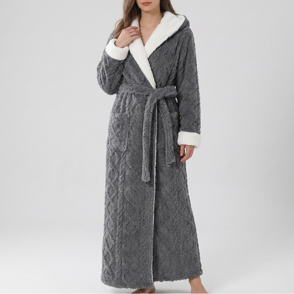 Ultimate Women’s Thick Hooded Flannel Bathrobe
