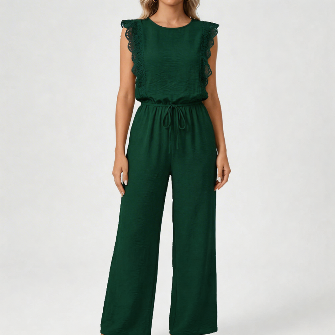 Ruffle-Trim Wide-Leg Two-Piece Set