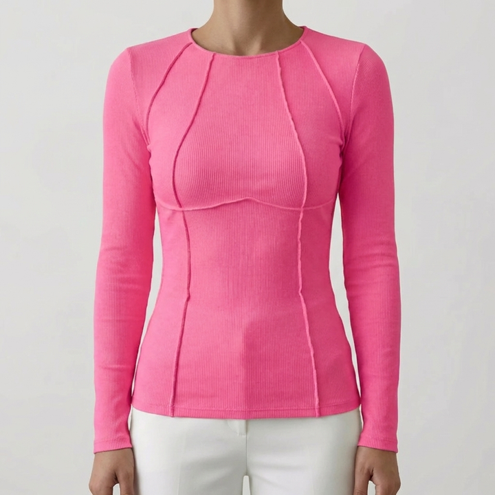 Fitted Ribbed Long-Sleeve Crop Top