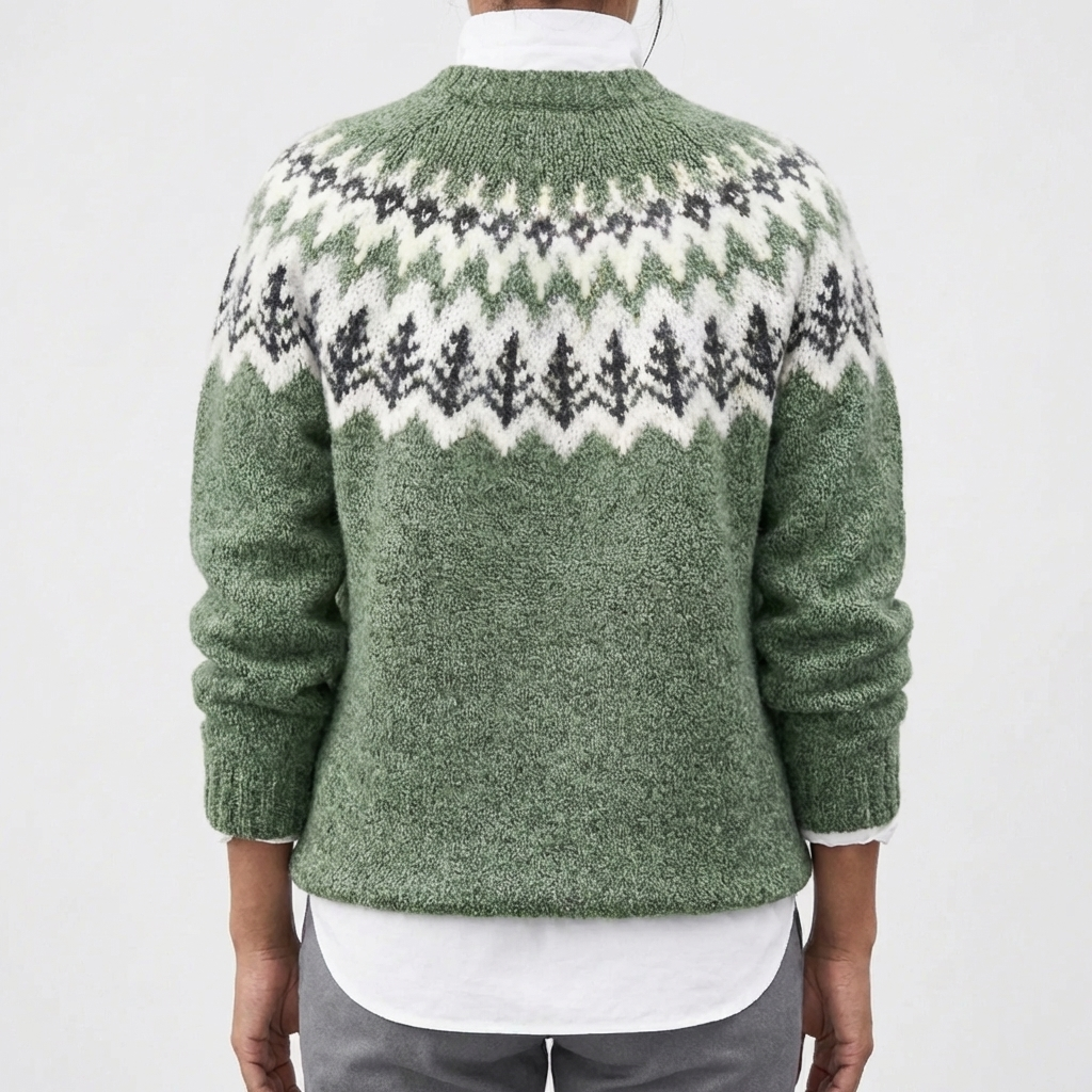 Fair Isle Print Pullover Sweater