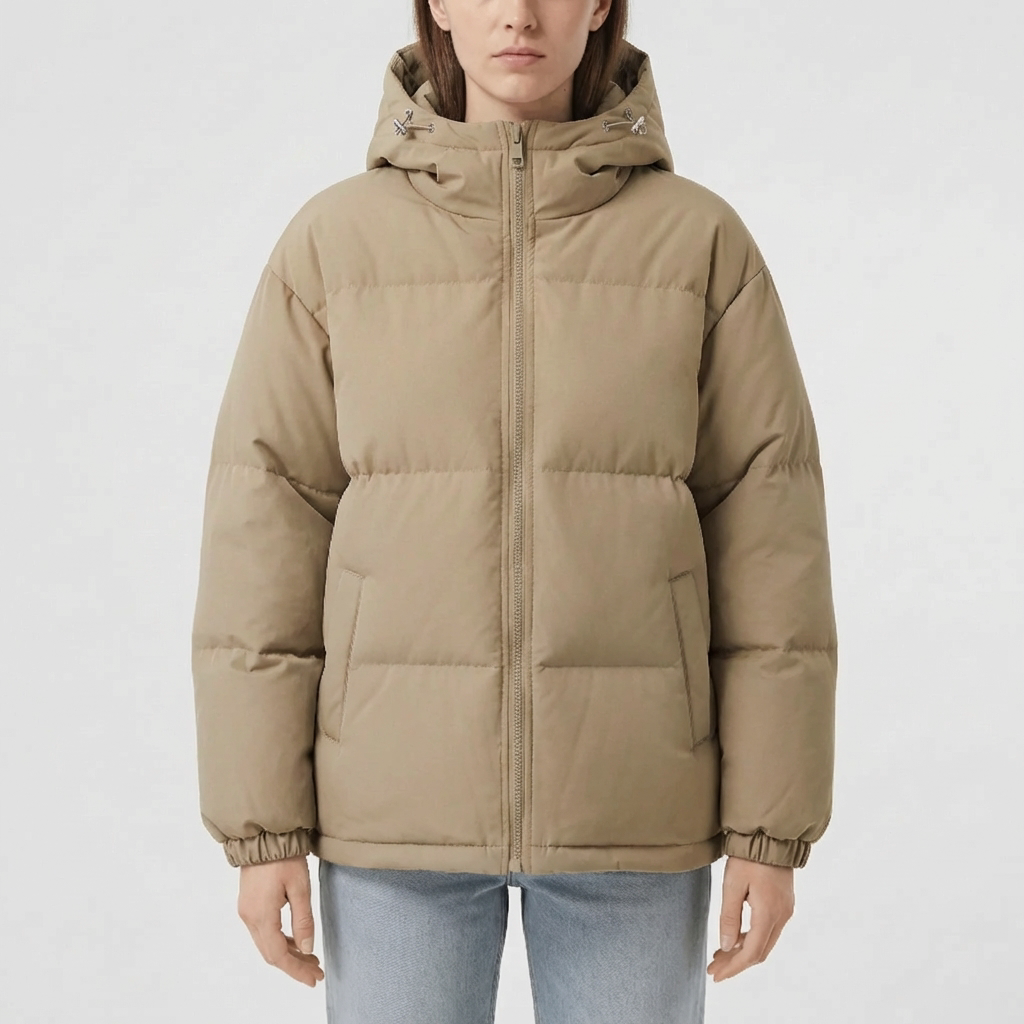 Full-Front Zipper Hooded Puffer Women's Jacket