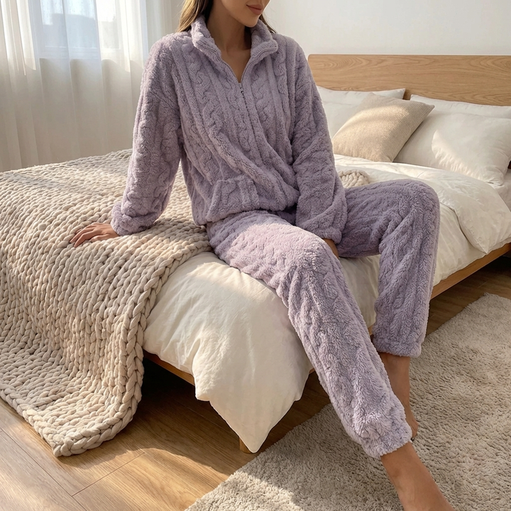 Zip-Front Fleece Pajama Set