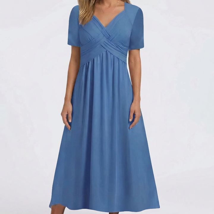 Drifena - V-Neck Midi Dress With Crossover Bodice