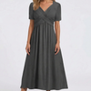 Drifena - V-Neck Midi Dress With Crossover Bodice