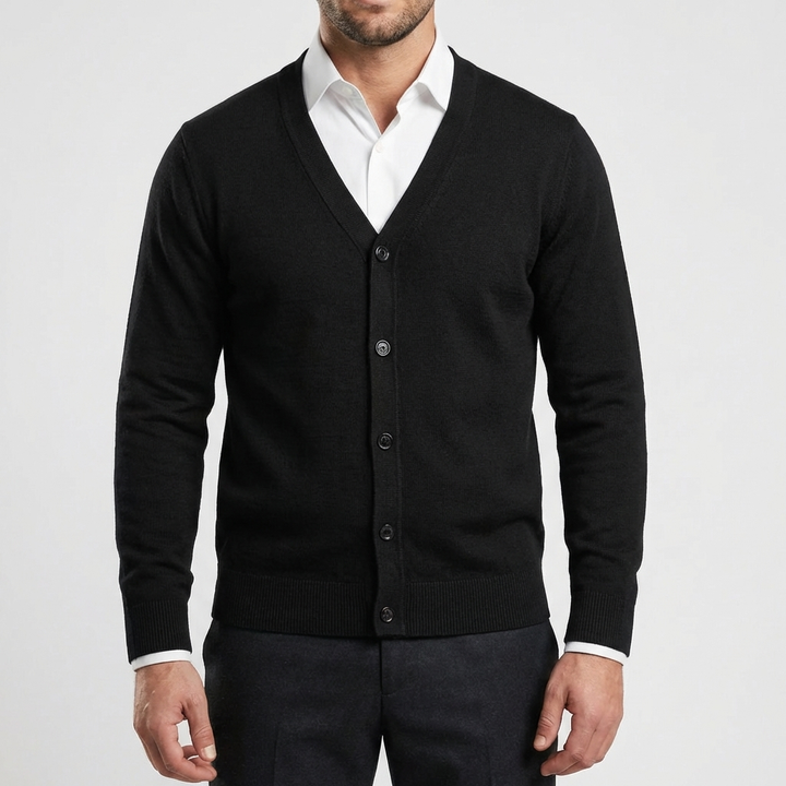 Button-Front V-Neck Cardigan for Men