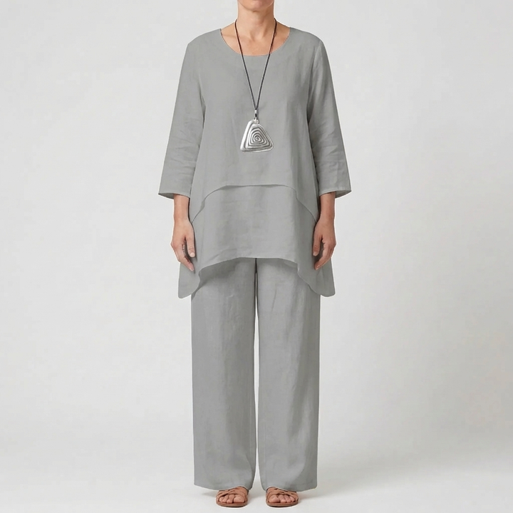 Two-Piece Top And Wide-Leg Pants Set