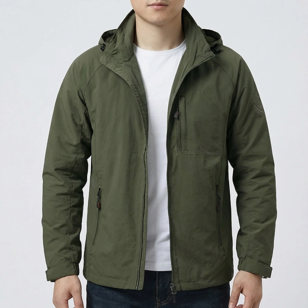 Hooded Zip-Up Transitional Jacket for Men