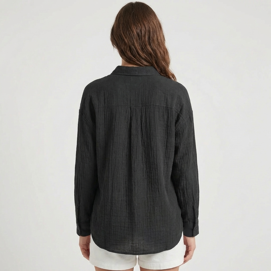 Relaxed Fit Button-Down Blouse
