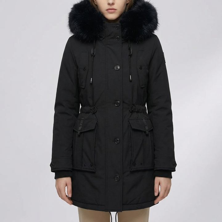 Hooded Insulated Mid-Length Jacket for Women