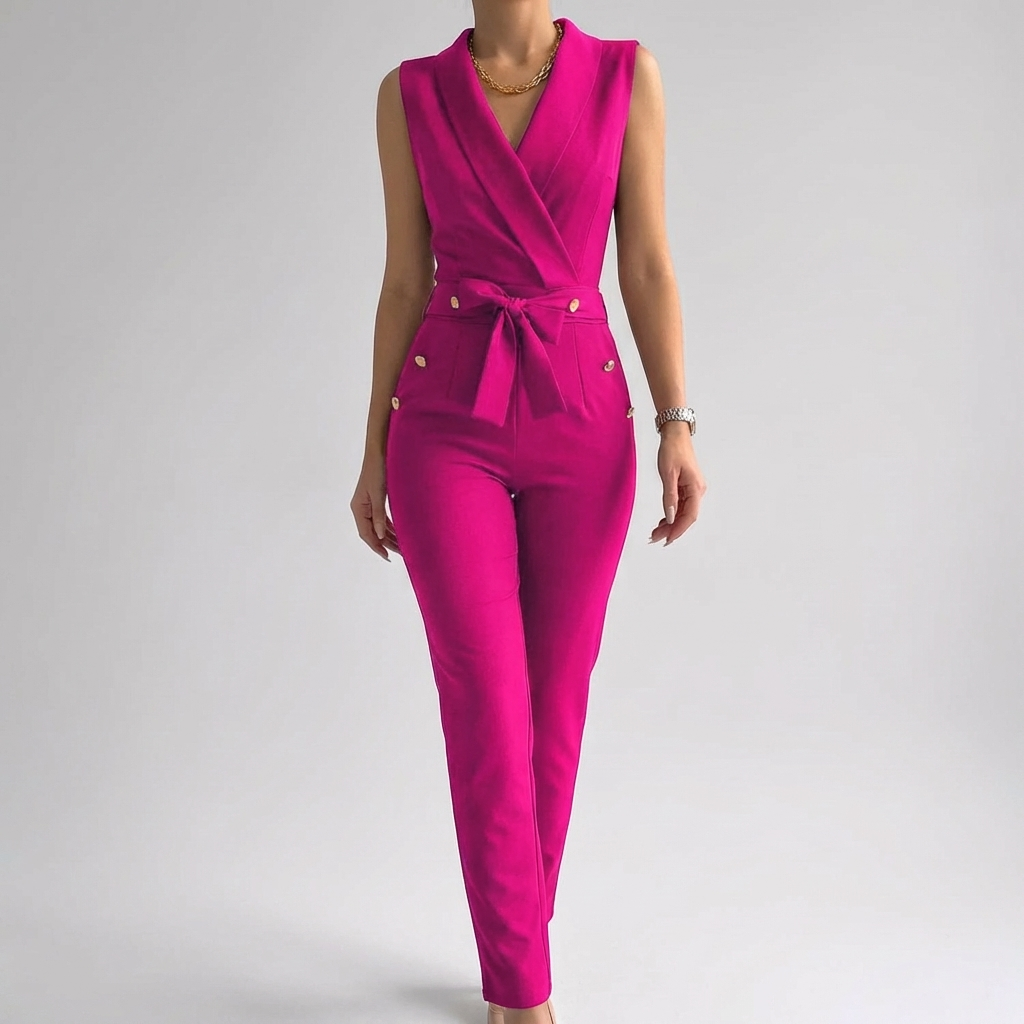 Sleeveless V-Neck Jumpsuit for Women