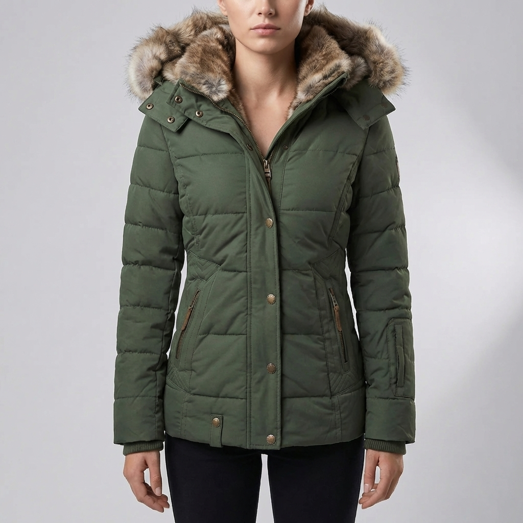 Slim Fit Quilted Hooded Parka