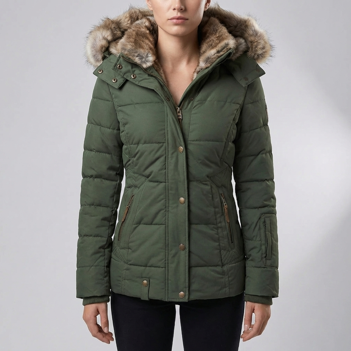 Slim Fit Quilted Hooded Parka