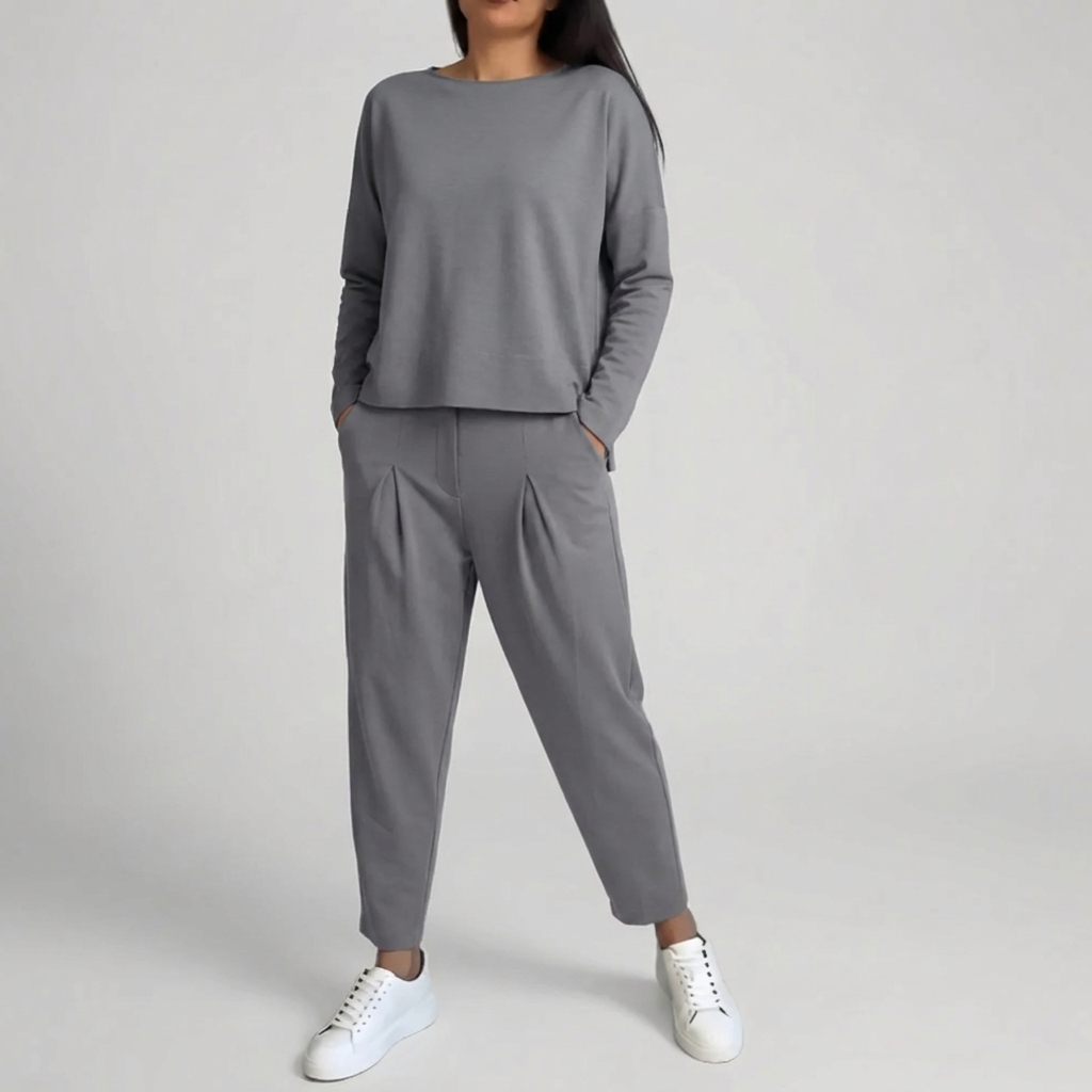Coordinated Long-Sleeve Top And Pants Set