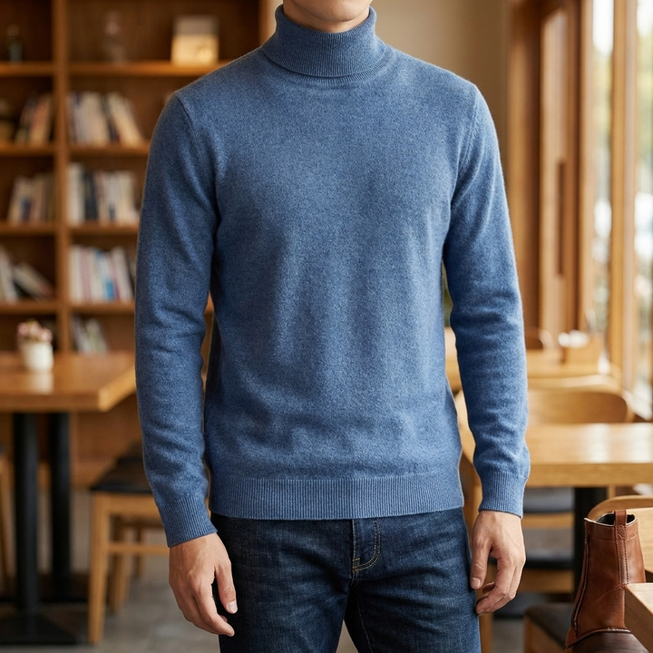 High-Quality Men’s Fine Wool-like Turtleneck Sweater