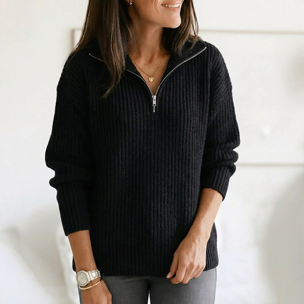 Half-Zip Stand Collar Pullover