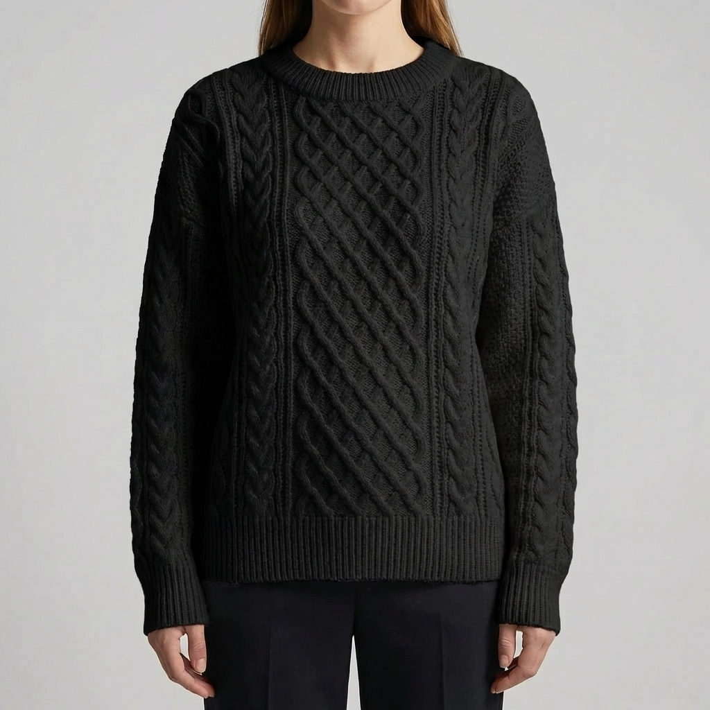 Crew Neck Cable Knit Sweater