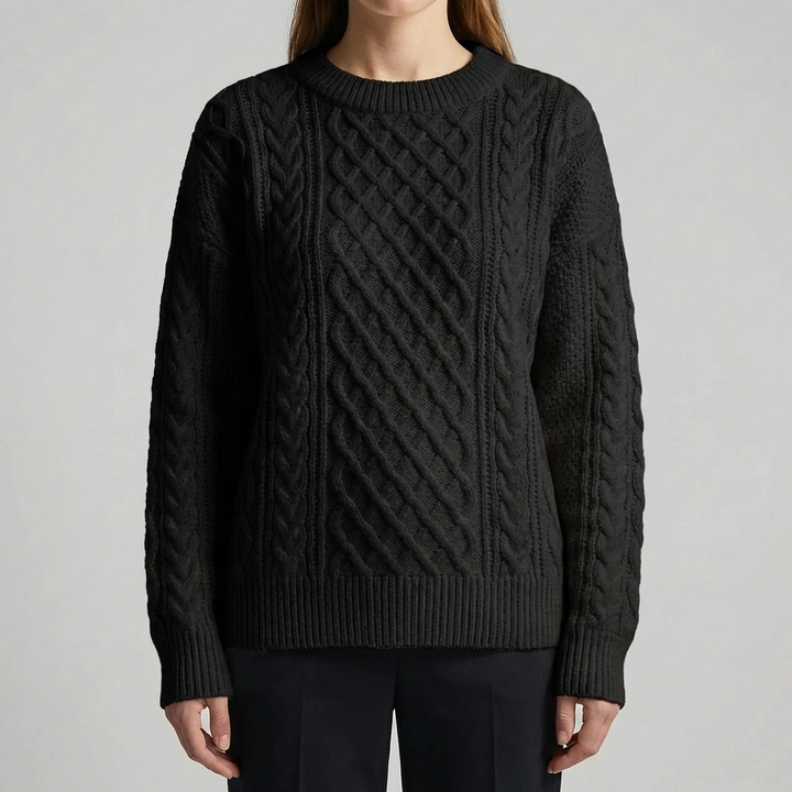 Crew Neck Cable Knit Sweater