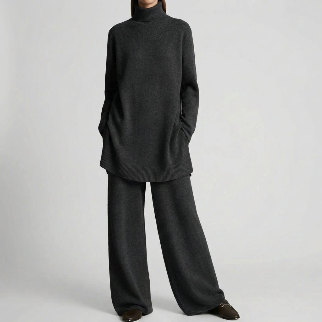 Turtleneck Sweater And Wide-Leg Pants Set