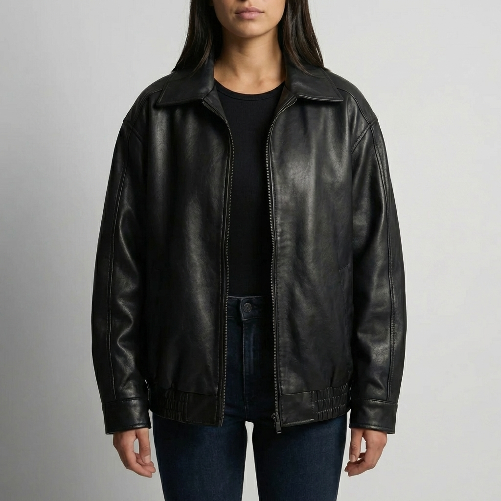 Oversized Zip-Up Bomber Jacket