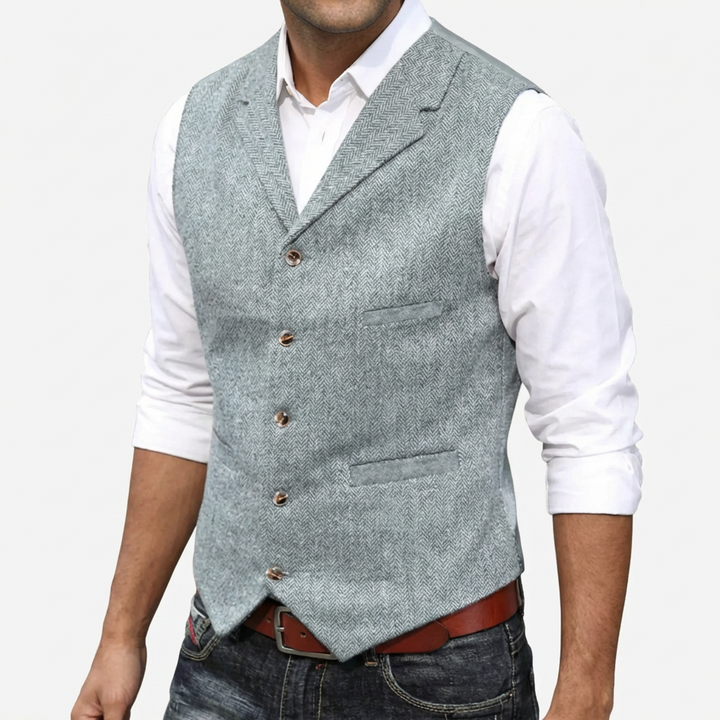 Five-Button Herringbone Vest for Men