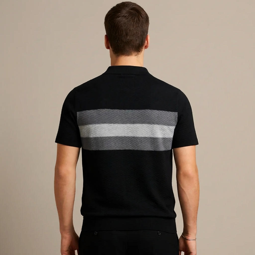 Striped Knit Design Polo Shirt for Men