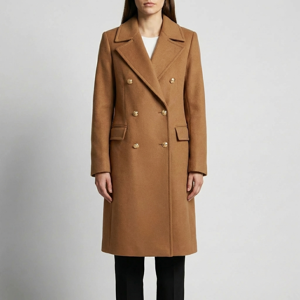 Double-Breasted Mid-Length Women's Coat