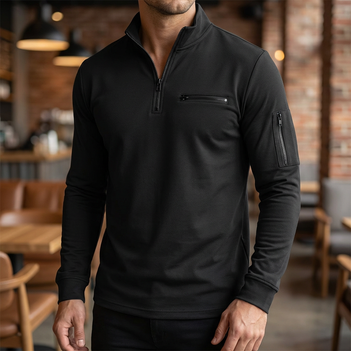Spring Chest Pocket Zip-Up Sweater for Men