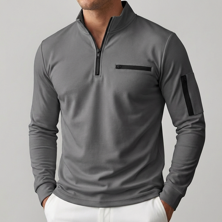 Spring Chest Pocket Zip-Up Sweater for Men