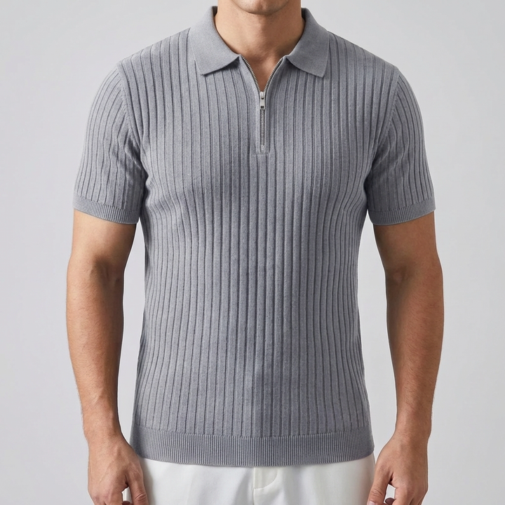 Men’s Polo Shirt -  Muscle Fit with Zipper