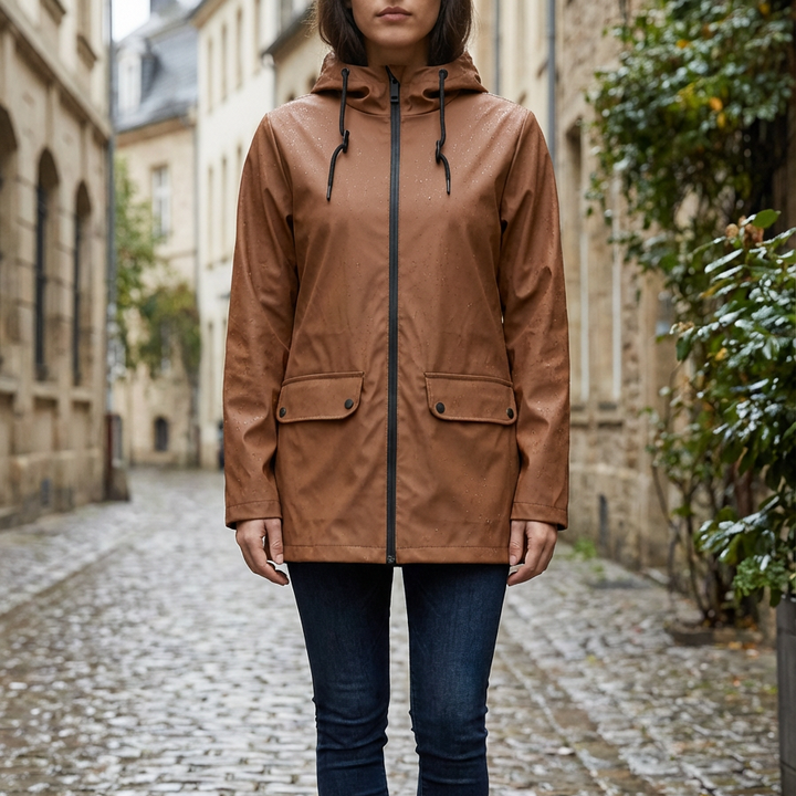 Long Hooded Water-Repellent Jacket for Women