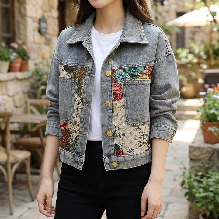 Floral Denim Jacket for Women