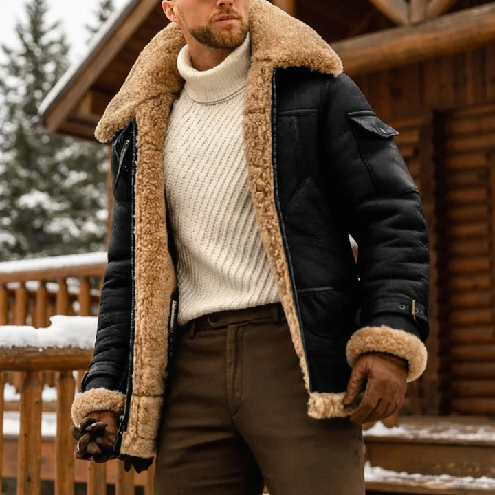 Bold Pilot Style- Leather Winter Jacket for Men
