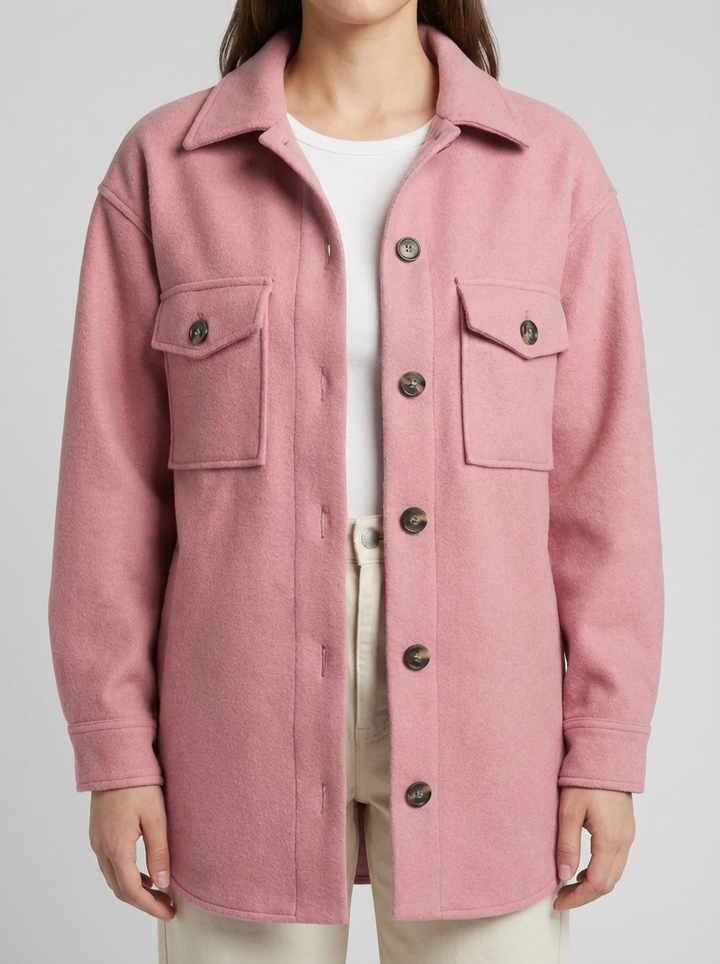 Long-Line Button-Front Jacket For Women