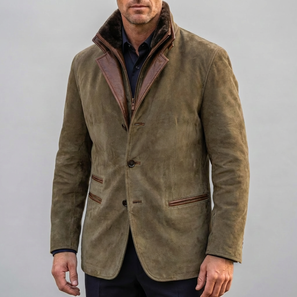 Retro Contrast Collar Jacket for Men
