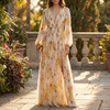 Elegant Linen Silk Midi Prom Dress Women