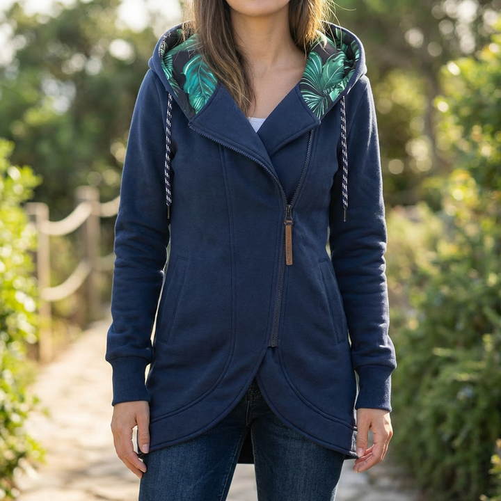 Stylish Zip-Up Jacket with Hood for Women