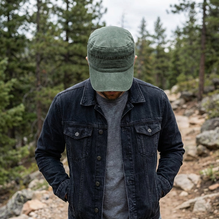 Flat-Top Military-Style Cap