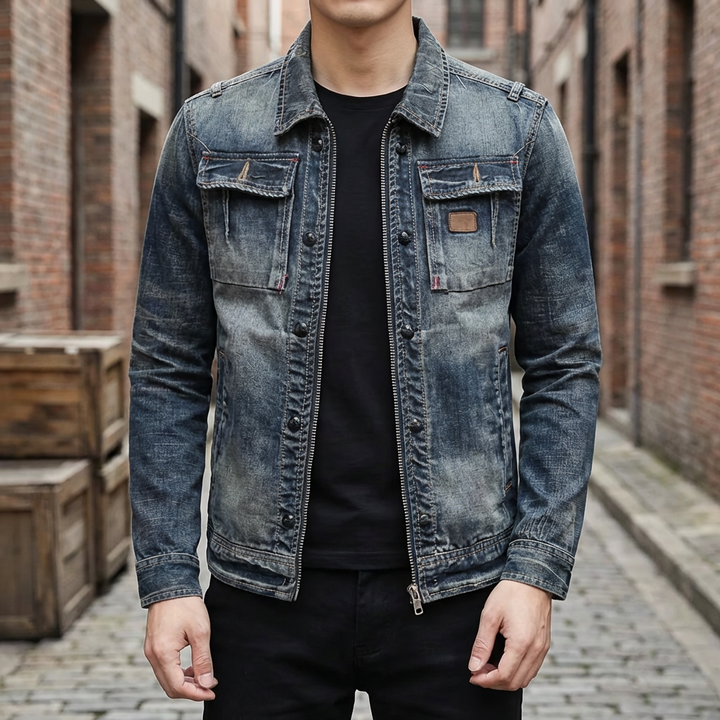 Chest Pockets - Classic Denim Jacket for Men