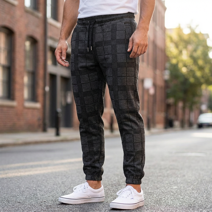 Checkered Slim Fit Joggers for Men