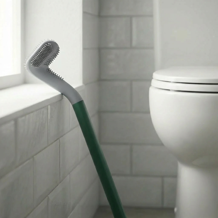 L-Shaped Toilet Brush With Wall-Mounted Holder