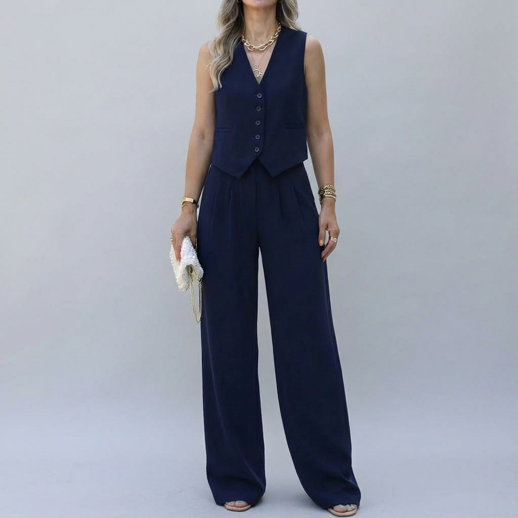 Elegant Sleeveless Blazer Set for Women