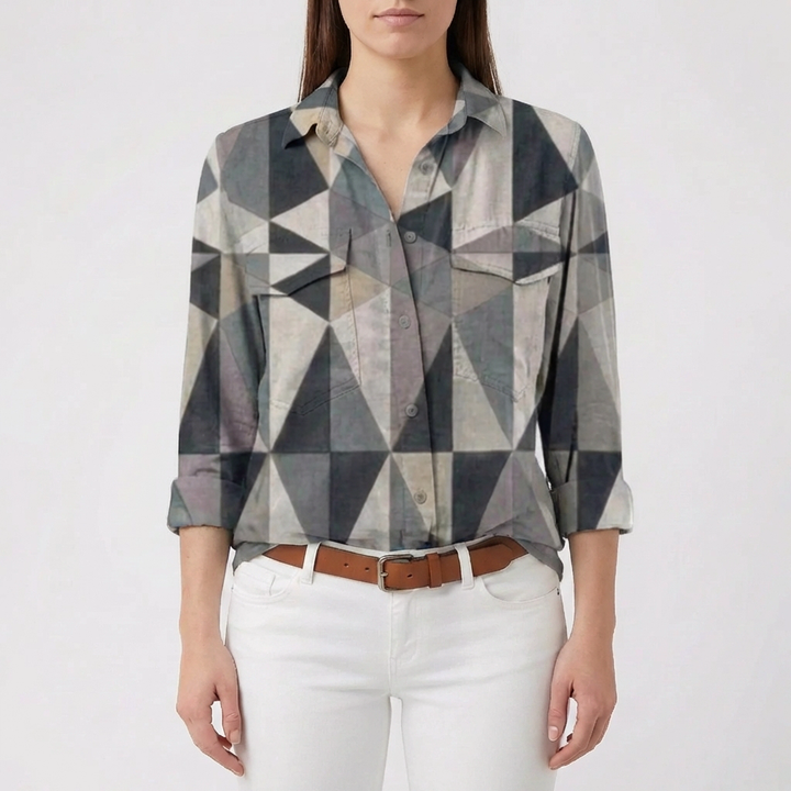 Button-Front Floral Print Blouse