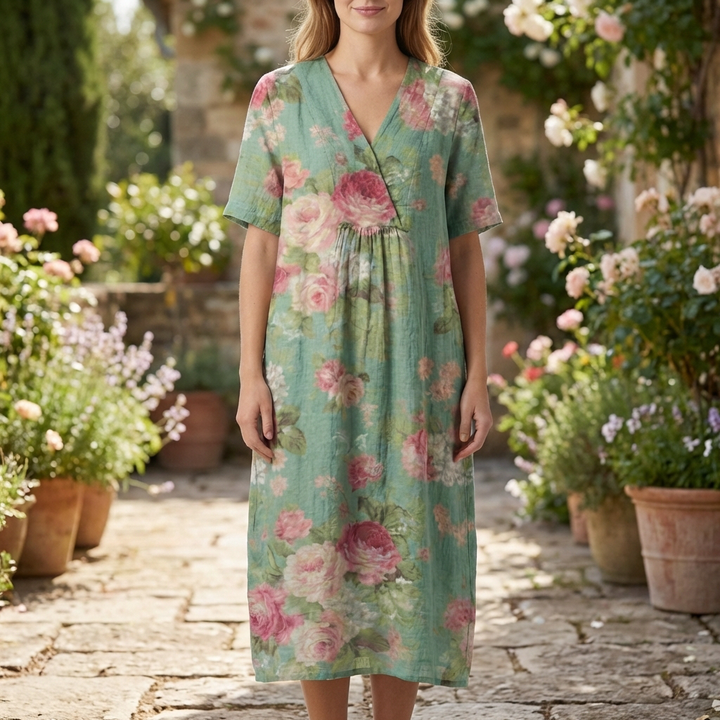 Floral Print Midi-Length Dress