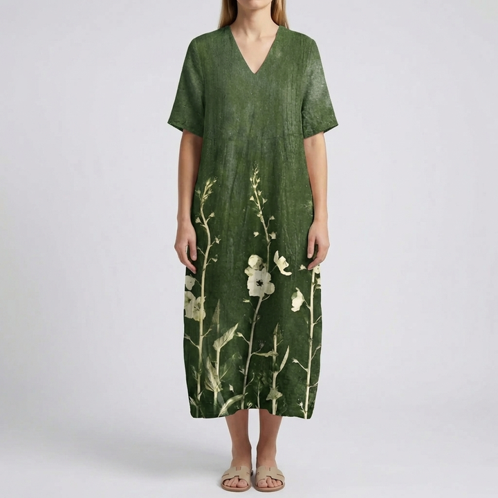 Floral Print Midi-Length Dress