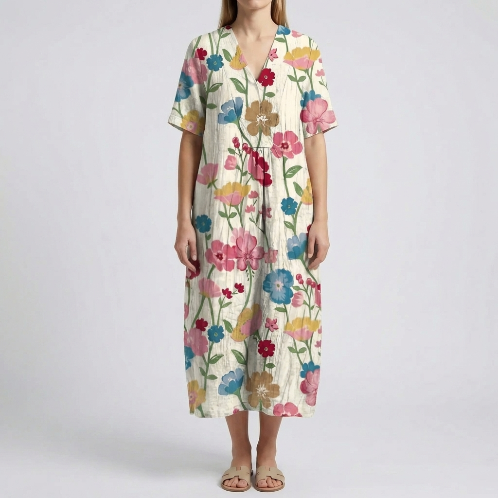 Floral Print Midi-Length Dress